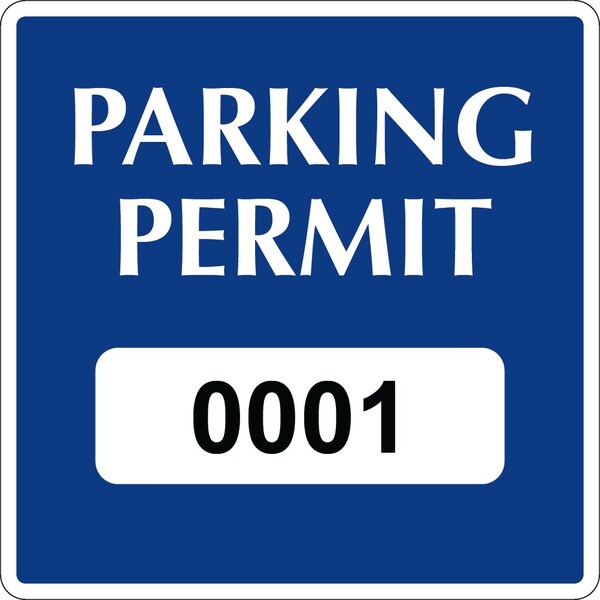 Lustre-Cal Repositionable Parking Permit Dark Blue 3in x 3in Square Serialized 001-050, 50PK 253743Py1BdSq0001 - main